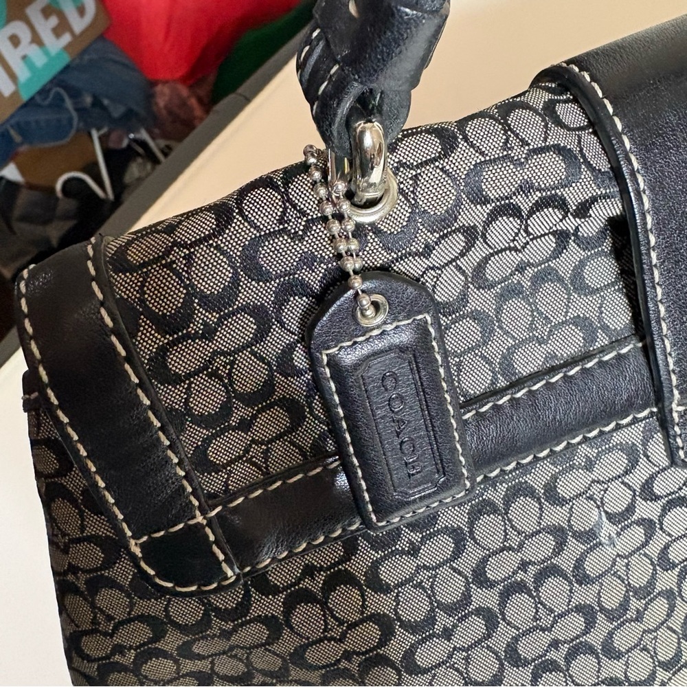 Coach Y2K Vintage SoHo Signature 6349 Shoulder Bag Top Handle Black Gray - Picture 4 of 13